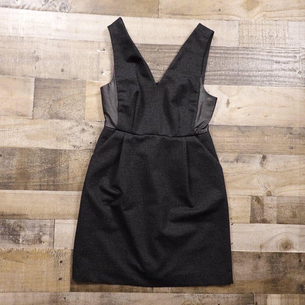 Madewell Leather Trim Sheath Dress Women’s Size 6 Black